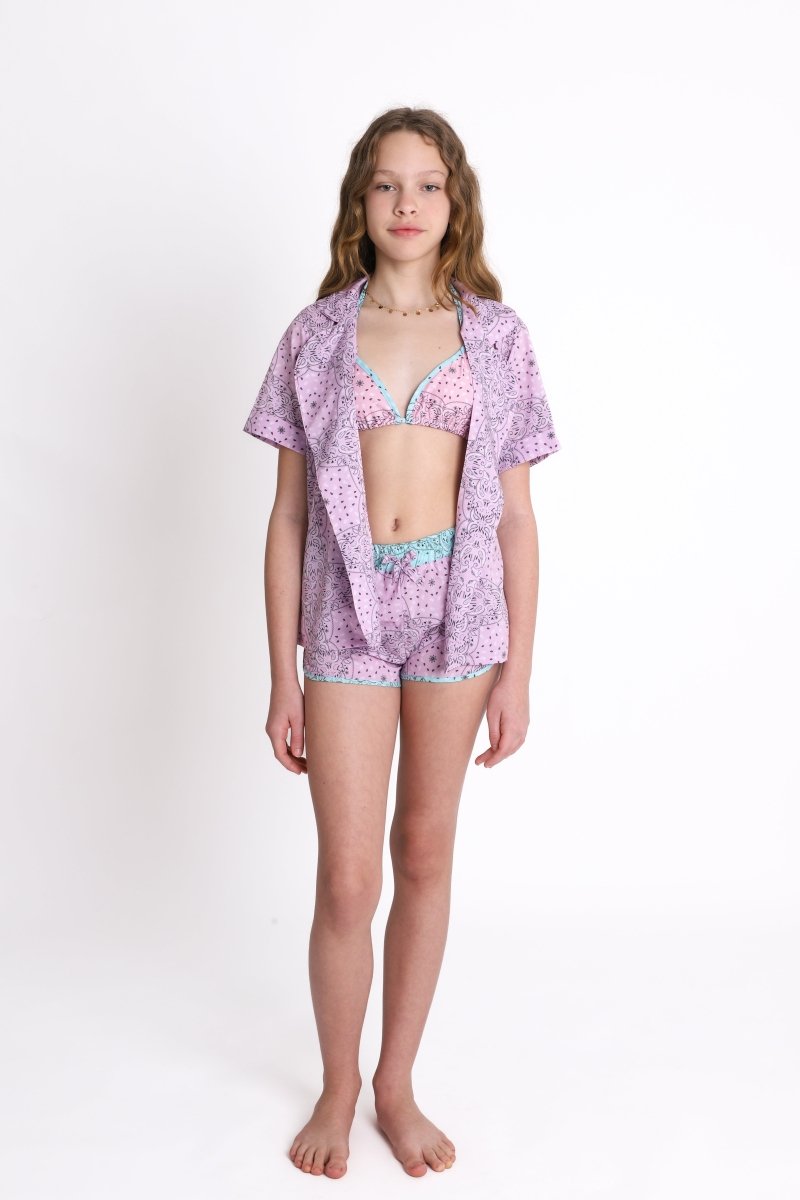 BANDANA BUTTON DOWN TOP AND SHORTS SET/ COVERUP - SET