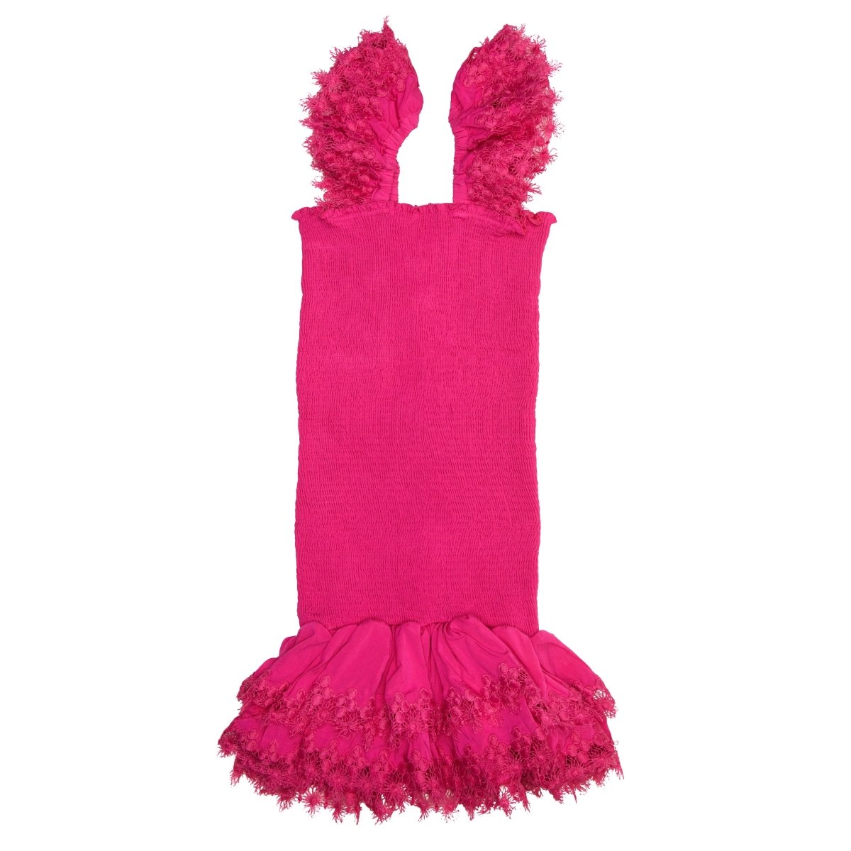 BELLE SMOCKED LACE TRIM DRESS - DRESSES