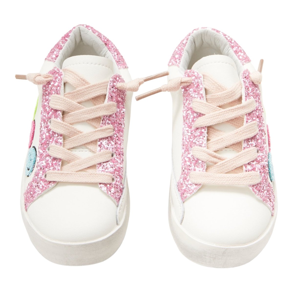 CHARLOTTE SMILEY FACE FUZZY PATCH SNEAKERS - SNEAKERS