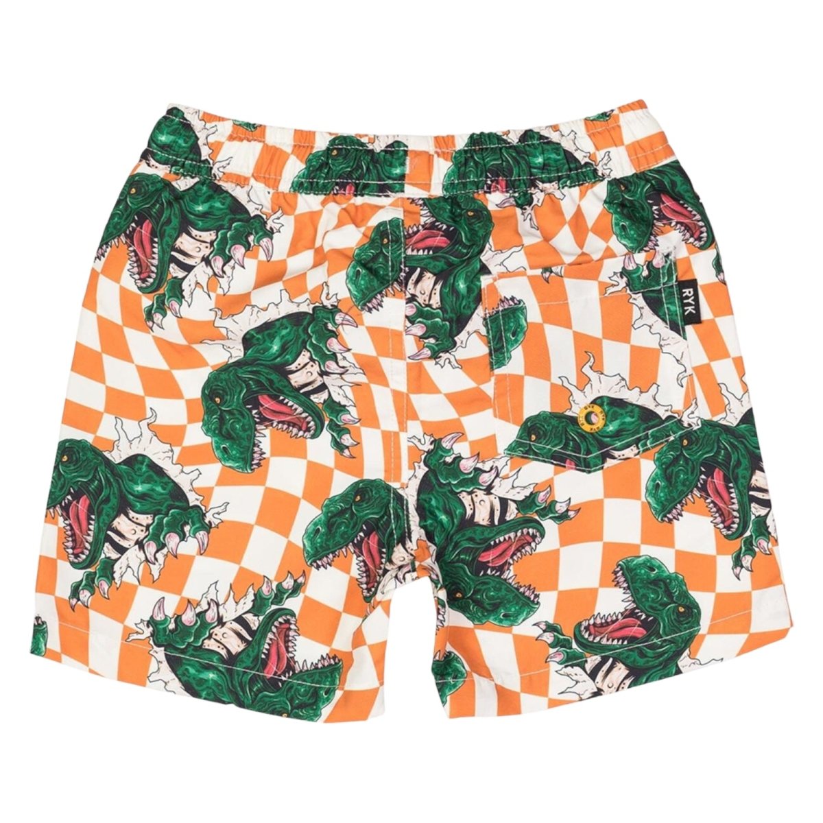CHECKERED DINO SWIM TRUNKS - SWIM TRUNKS