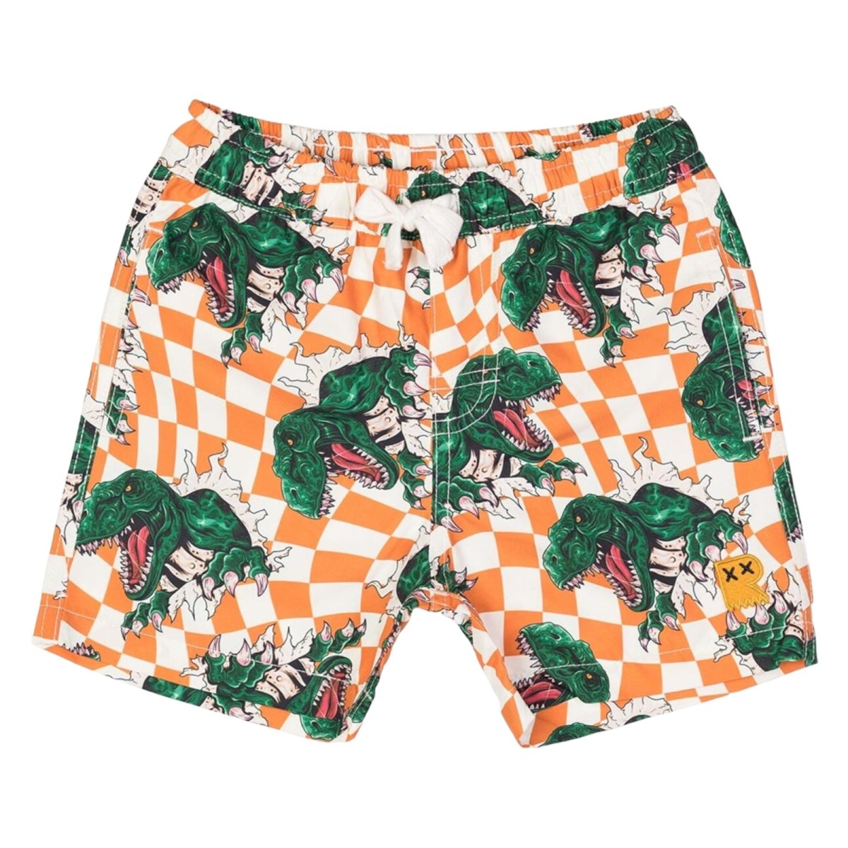CHECKERED DINO SWIM TRUNKS - SWIM TRUNKS