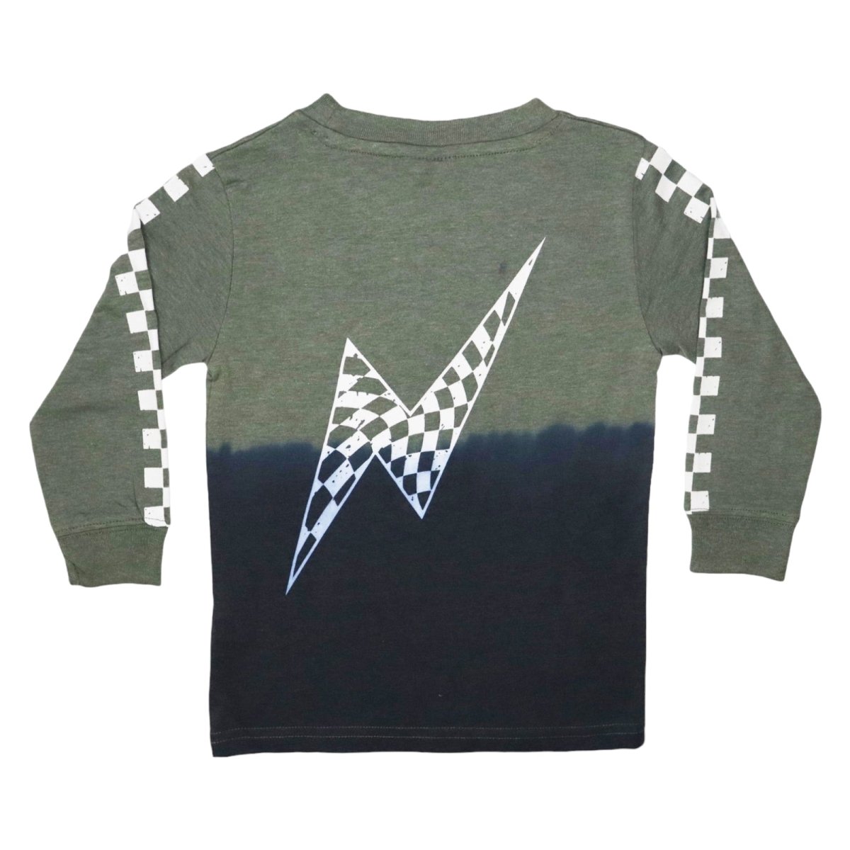 CHECKERED POCKET AND LIGHTNING BOLT LONG SLEEVE TSHIRT (PREORDER) - MISH MISH