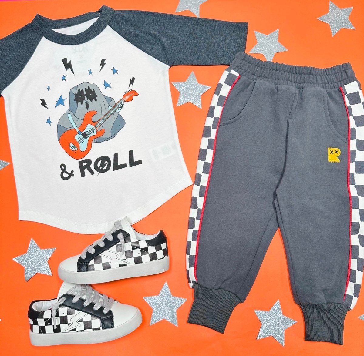 CHECKERED RACER SWEATPANTS - ROCK YOUR BABY