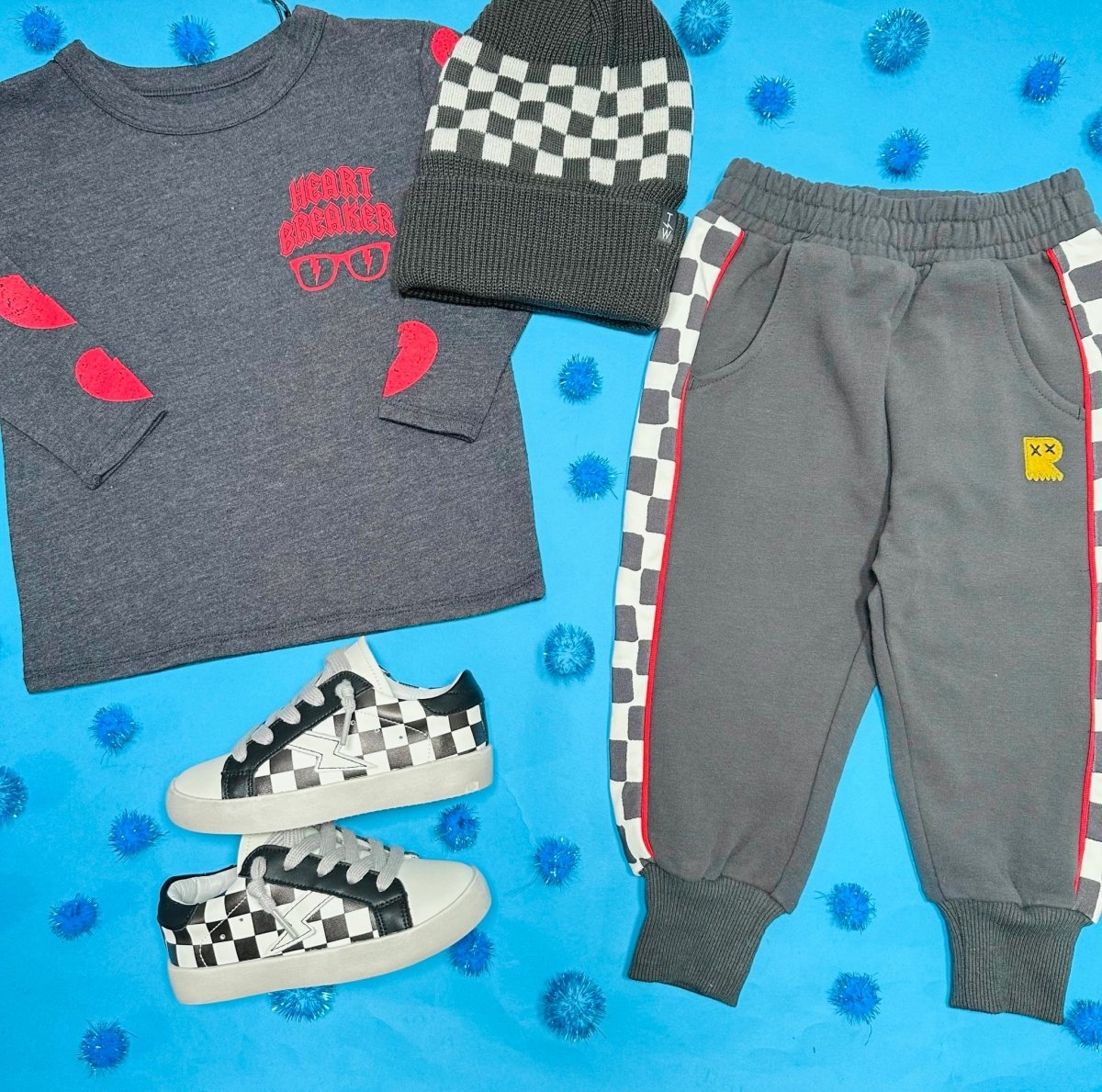 CHECKERED RACER SWEATPANTS - ROCK YOUR BABY