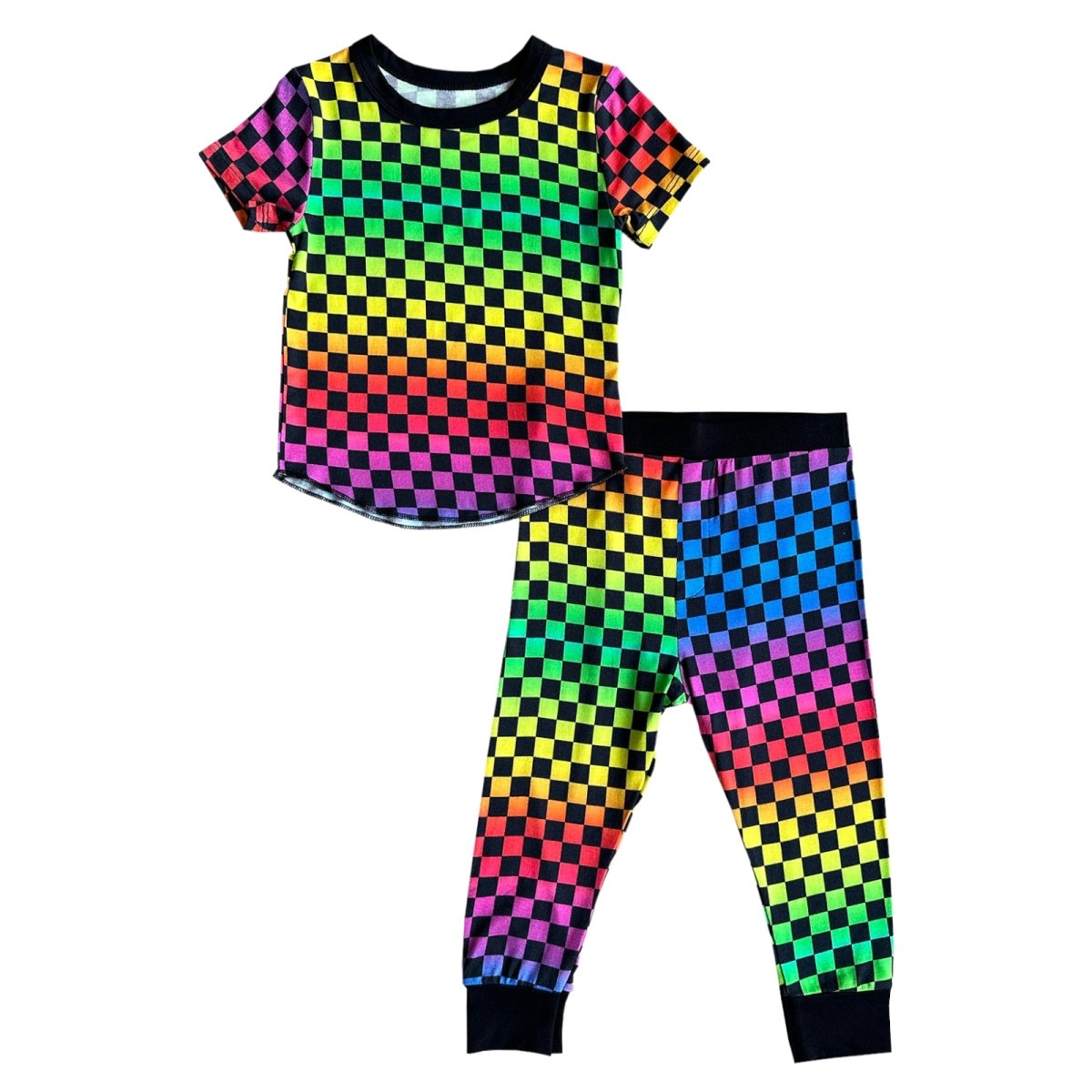 CHECKERED SHORT SLEEVE PJS (UNISEX) - PAJAMAS