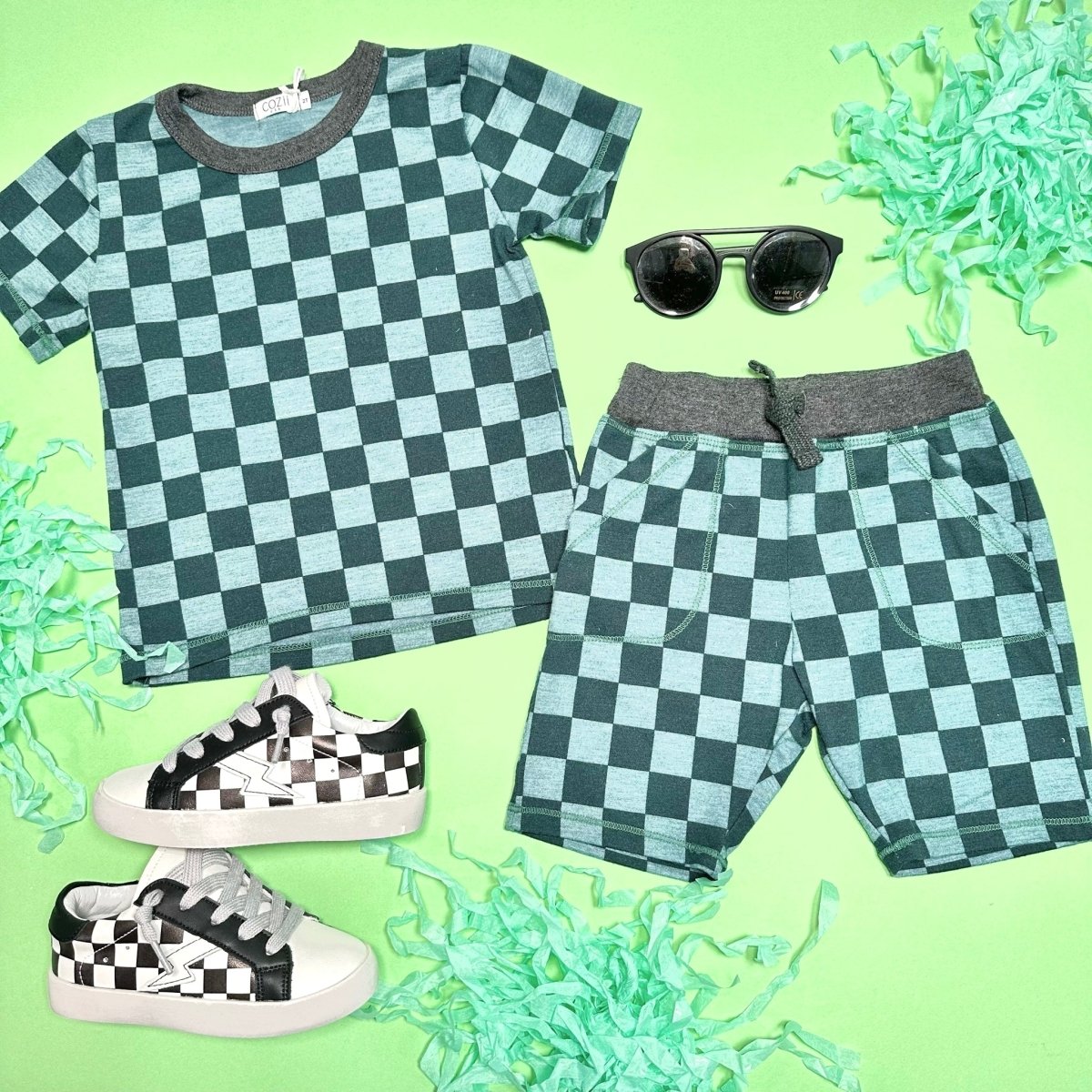 CHECKERED SHORTS - COZII BY T2LOVE
