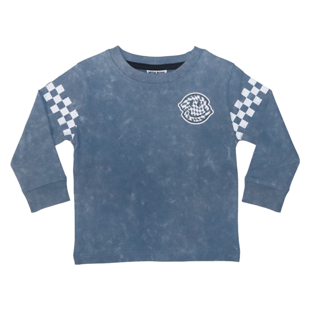 CHECKERED SMILEY FACE LONG SLEEVE TSHIRT (PREORDER) - MISH MISH