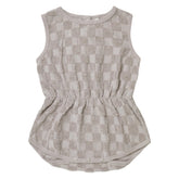 CHECKERED TERRY ROMPER - ROMPERS