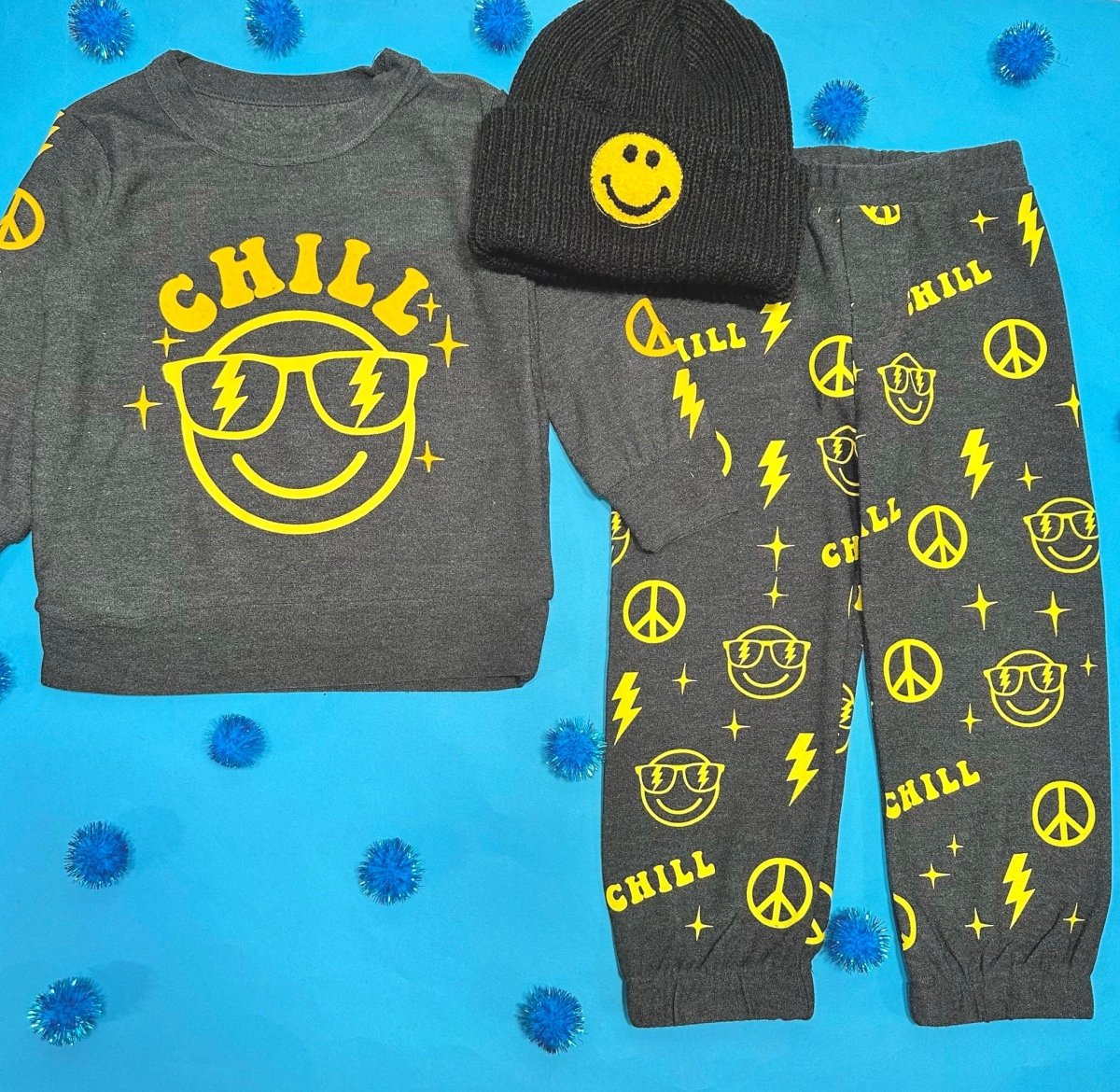 CHILL SMILEY & LIGHTNING SWEATPANTS - CHASER KIDS