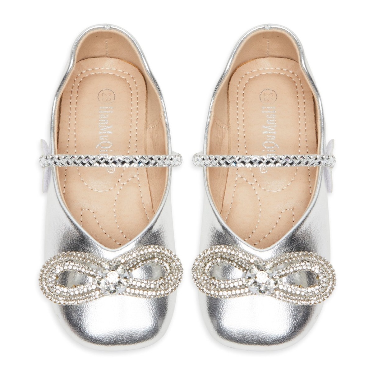 Chloe Metallic Mach Crystal Bow Shoes | Mini Dreamers 