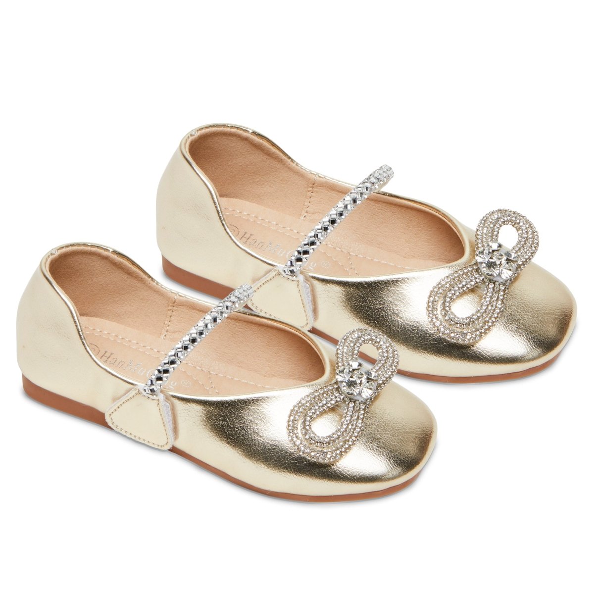 CHLOE METALLIC MACH CRYSTAL BOW SHOES - FLATS