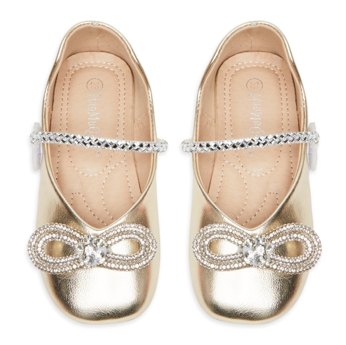 CHLOE METALLIC MACH CRYSTAL BOW SHOES - FLATS