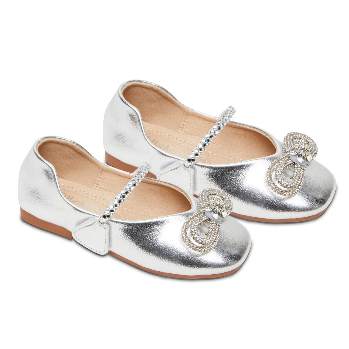 CHLOE METALLIC MACH CRYSTAL BOW SHOES - FLATS
