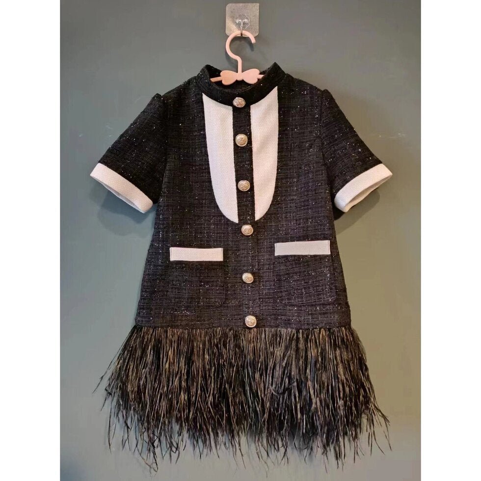 COCO TWEED FEATHER DRESS (PREORDER) - TINA MUR