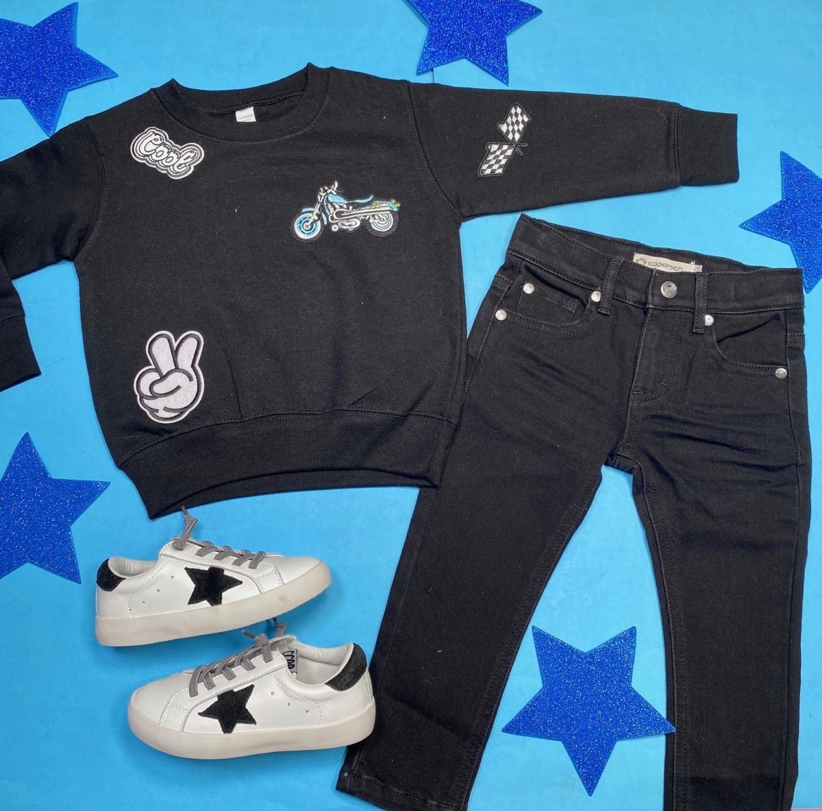 COOL MOTORCYCLE PATCHES SWEATSHIRT - SWEATERS