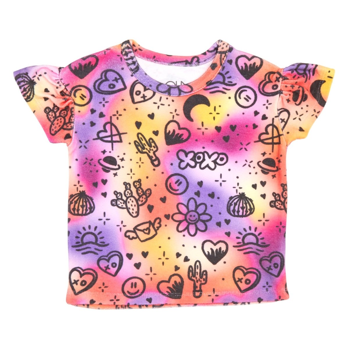 COSMIC SUNSET RUFFLE SLEEVE TSHIRT - CHASER KIDS
