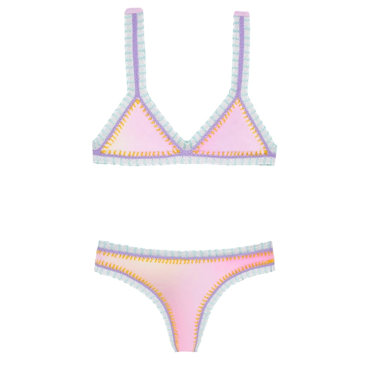 COTTON CANDY RAINBOW EMBROIDERED TWO PIECE BIKINI - TWO PIECE BIKINI