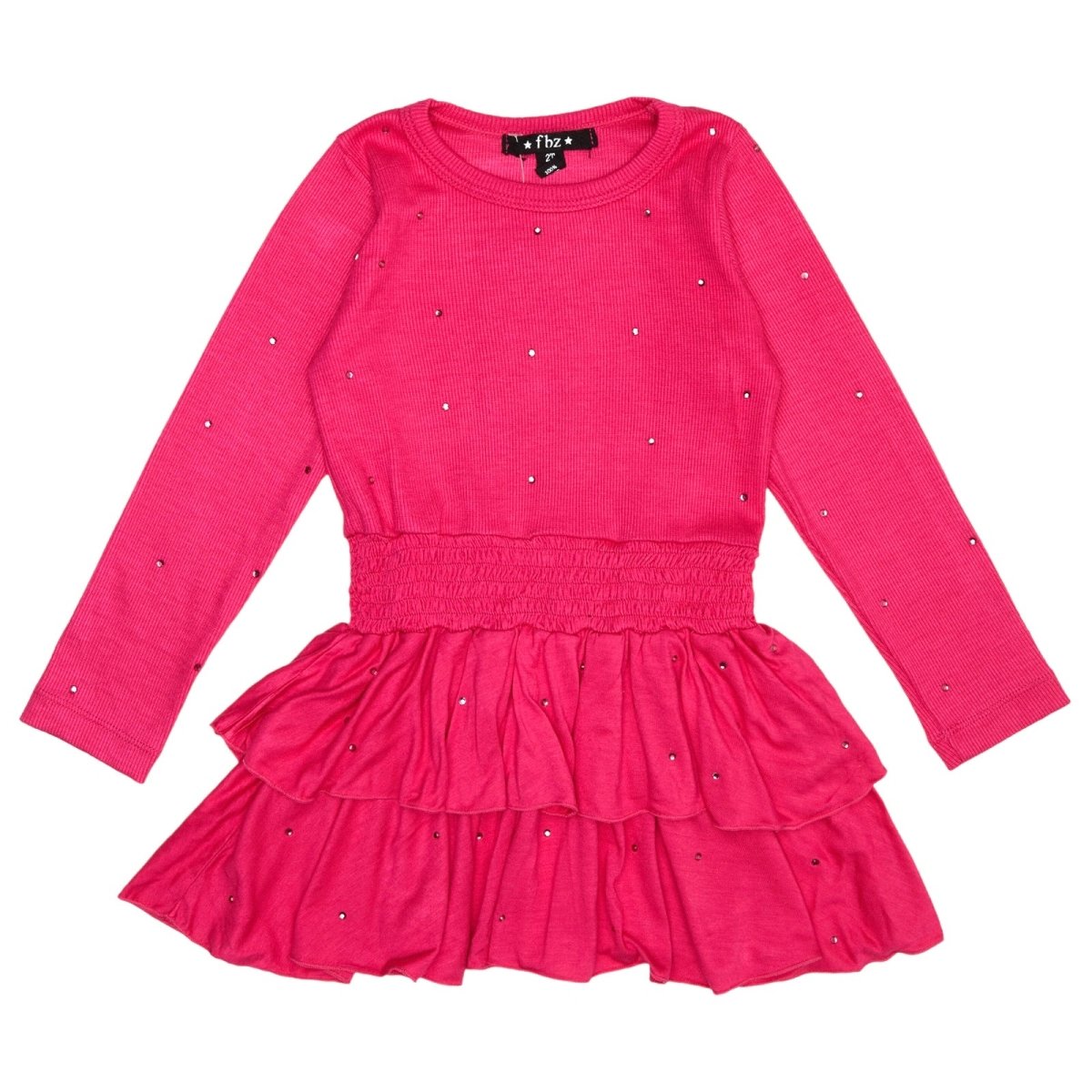 CRYSTAL STONES RUFFLE DRESS - FLOWERS BY ZOE