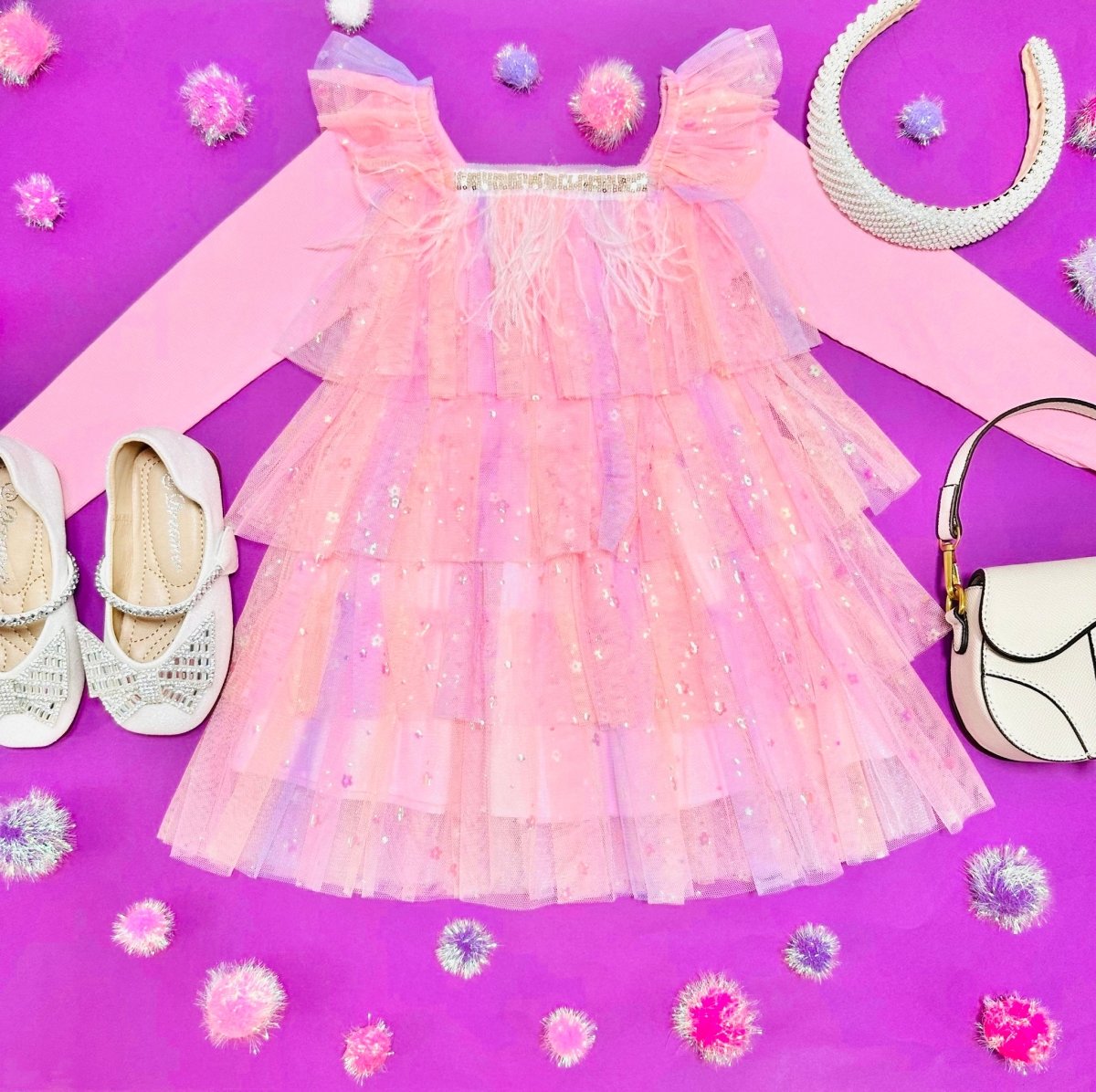 DAISY FEATHER TUTU DRESS - DRESSES
