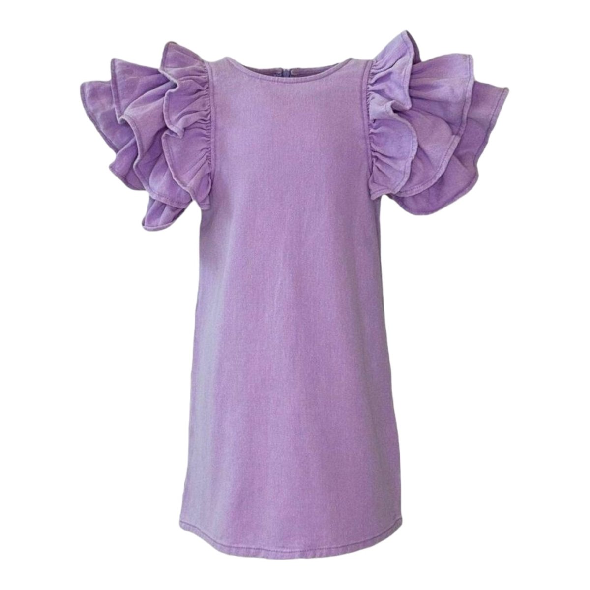 DENIM RUFFLE DRESS - DRESSES