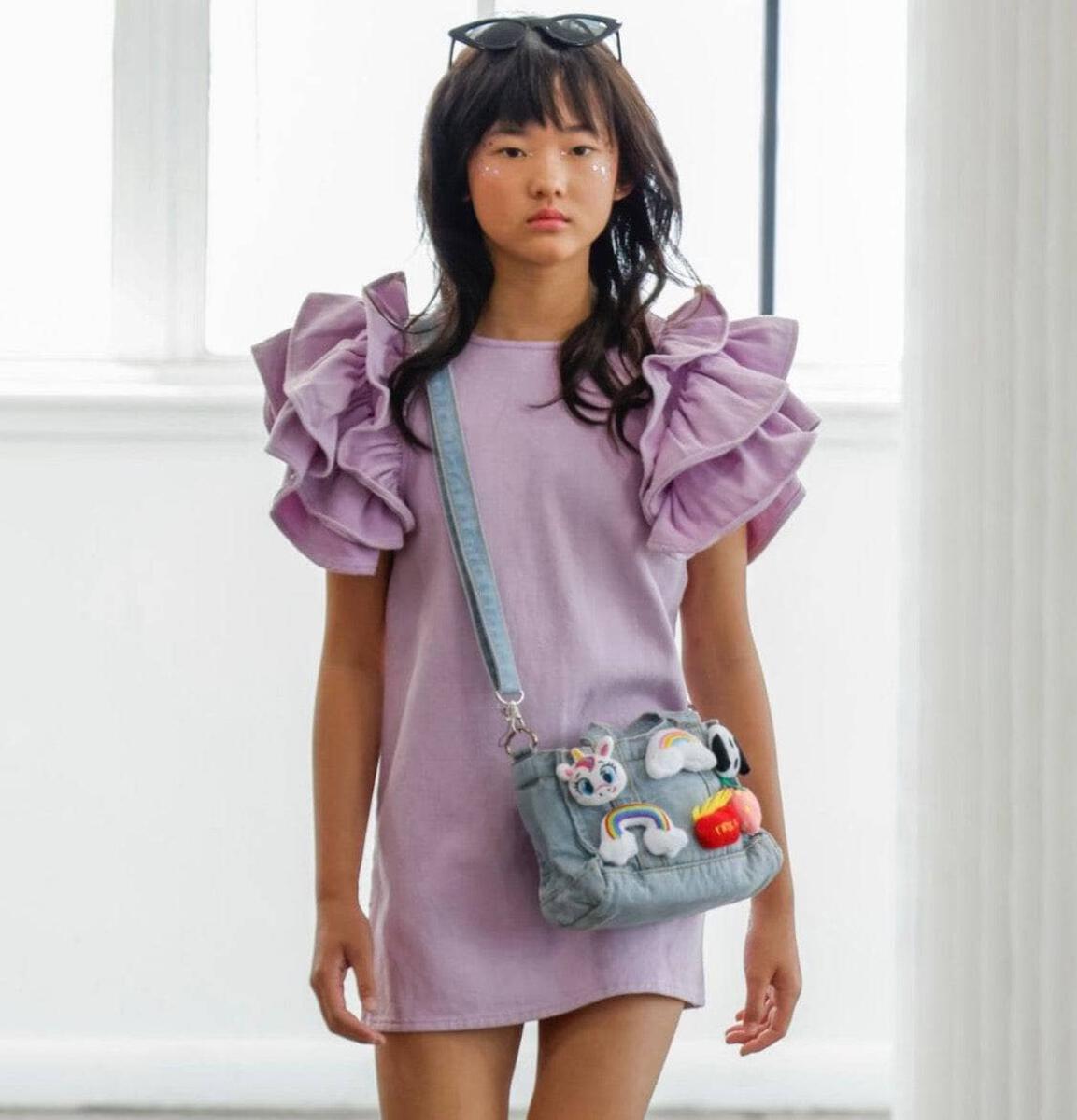 DENIM RUFFLE DRESS - DRESSES