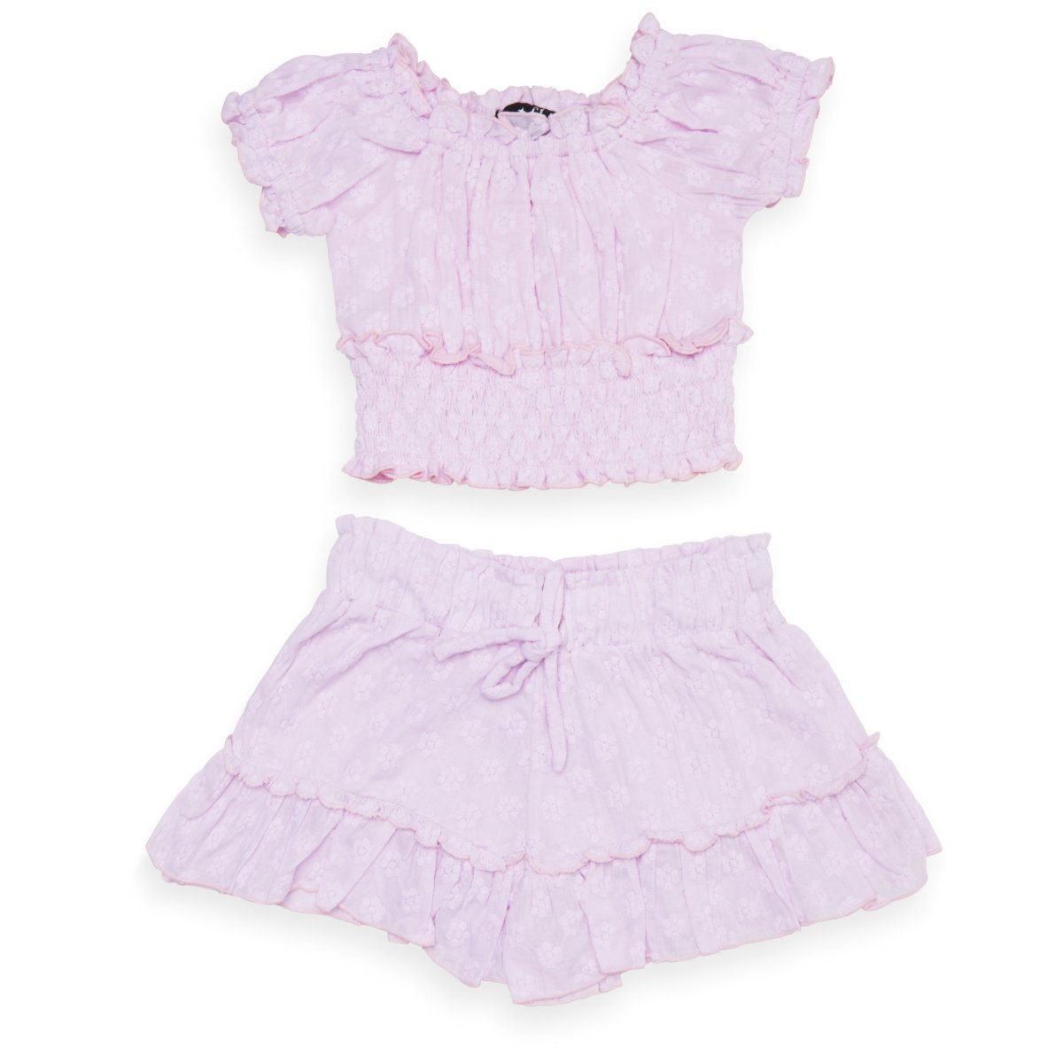 EYELET CROP TOP AND SHORTS SET - SET