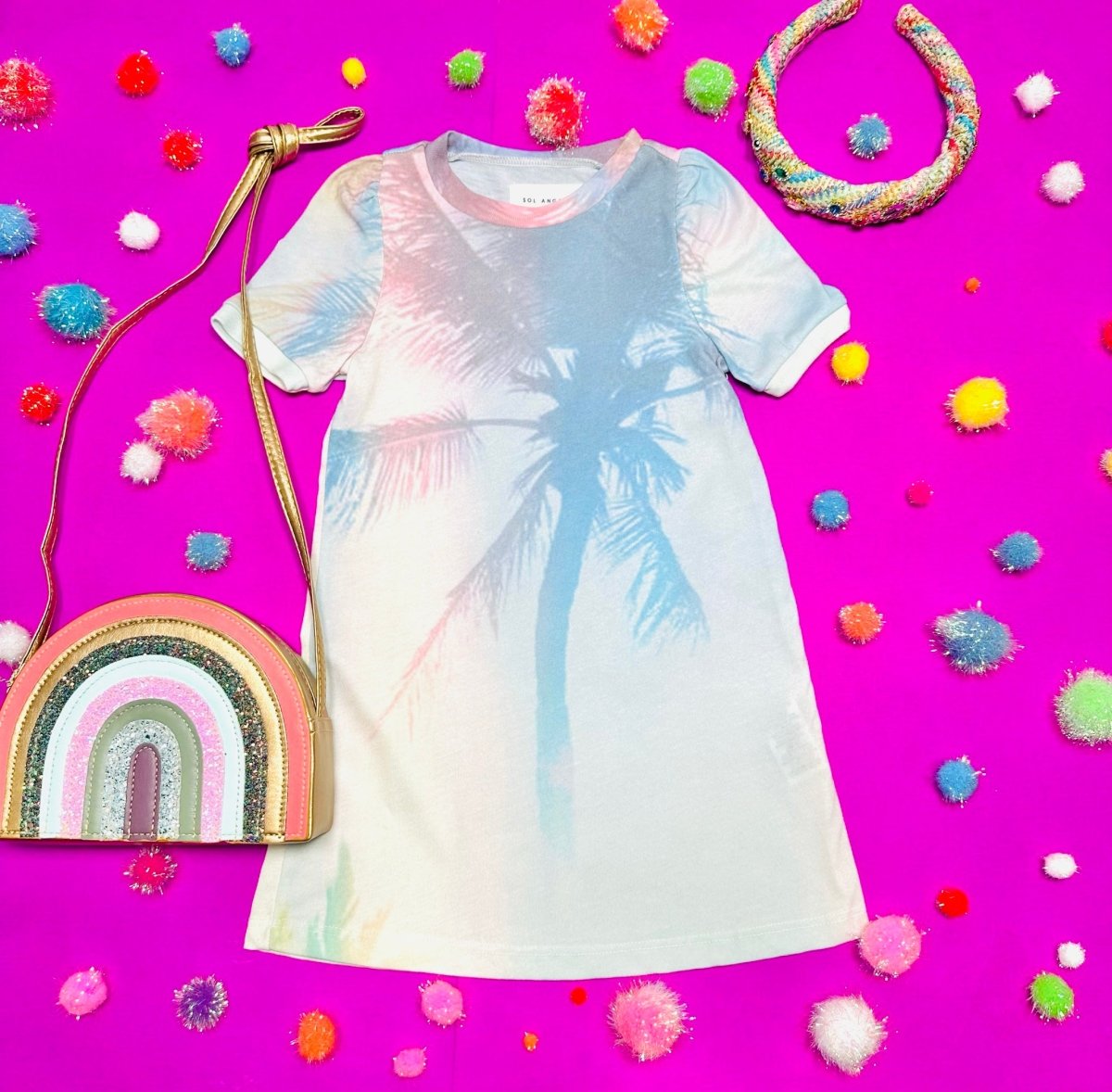FADED PALMS DRESS - DRESSES