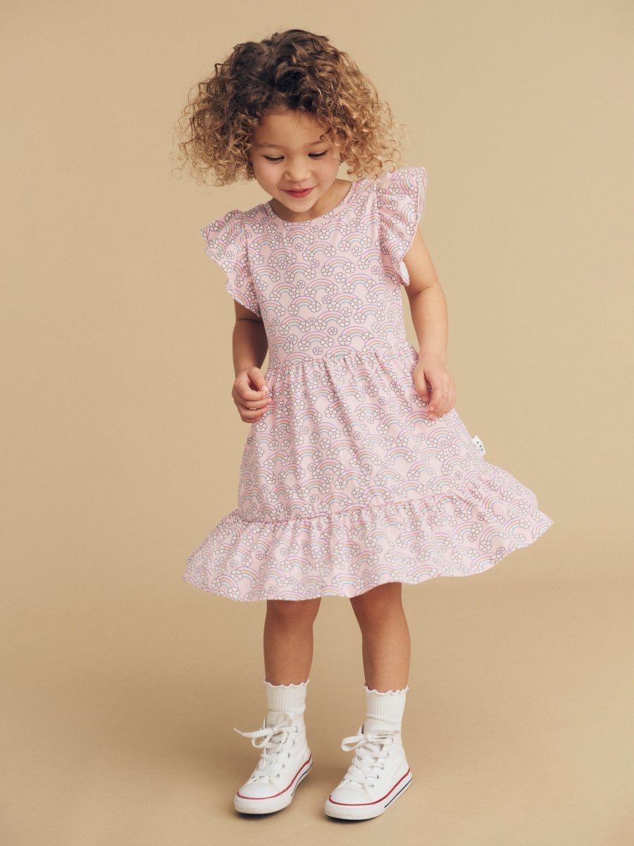 FLOWER BOW FRILL DRESS - DRESSES