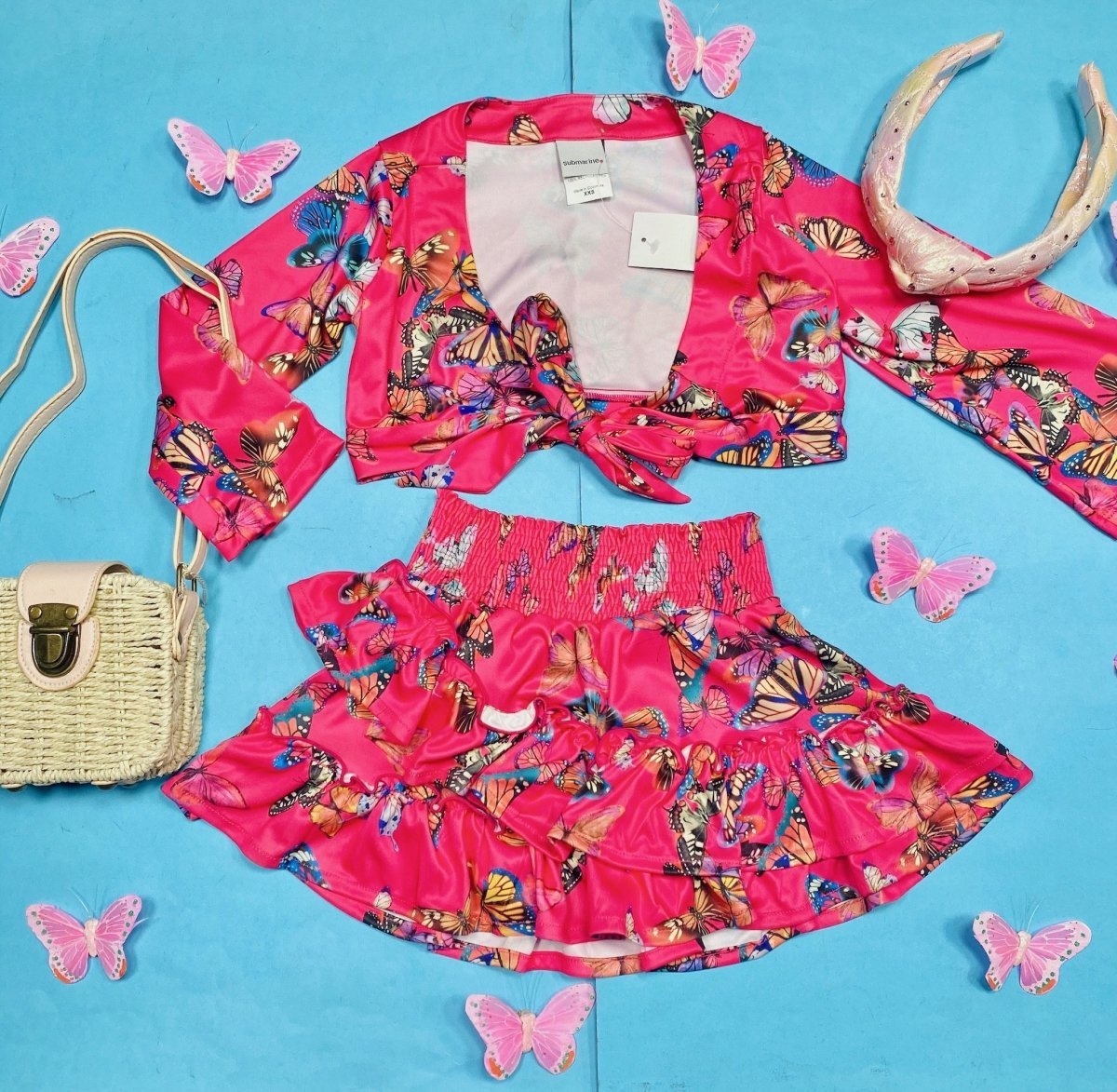 FLY AWAY BUTTERFLY WRAP TOP - LONG SLEEVE TOPS