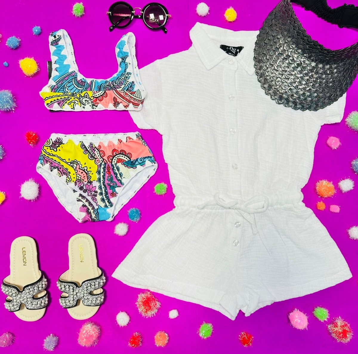 GAUZE BEACH COVER UP ROMPER - ROMPERS