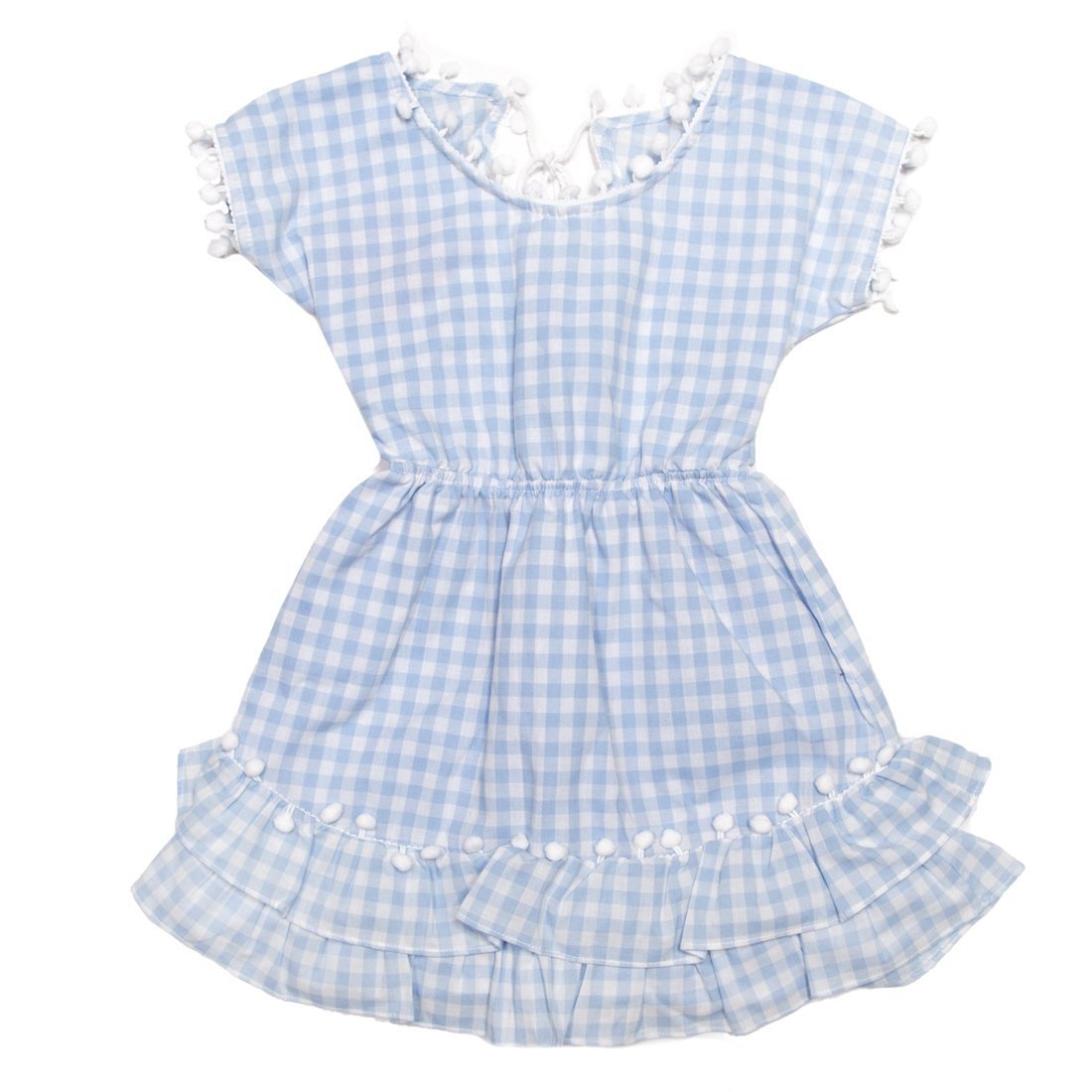 GINGHAM NISSI POM POM DRESS - DRESSES
