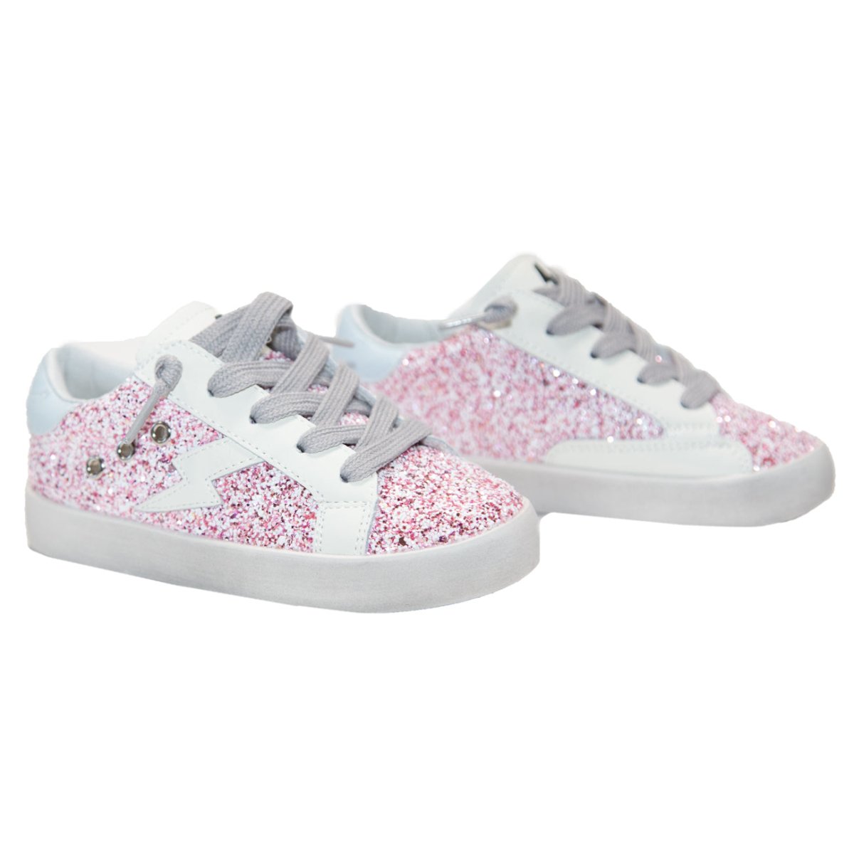 Layla Glitter Lightning Bolt Sneakers 36 / Pink by Mini Dreamers