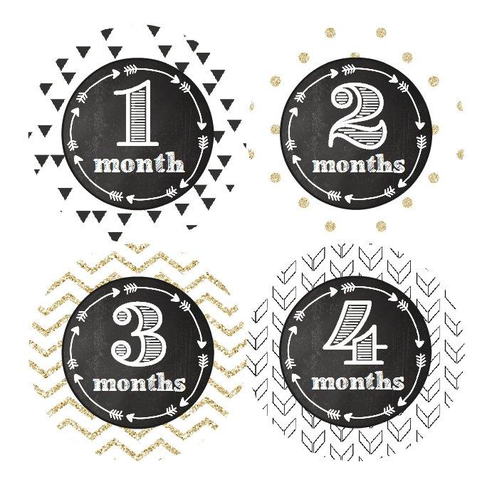 GLITTER PATTERM MONTHLY BABY STICKERS - MONTHLY STICKERS