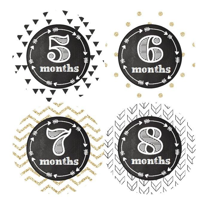 GLITTER PATTERM MONTHLY BABY STICKERS - MONTHLY STICKERS