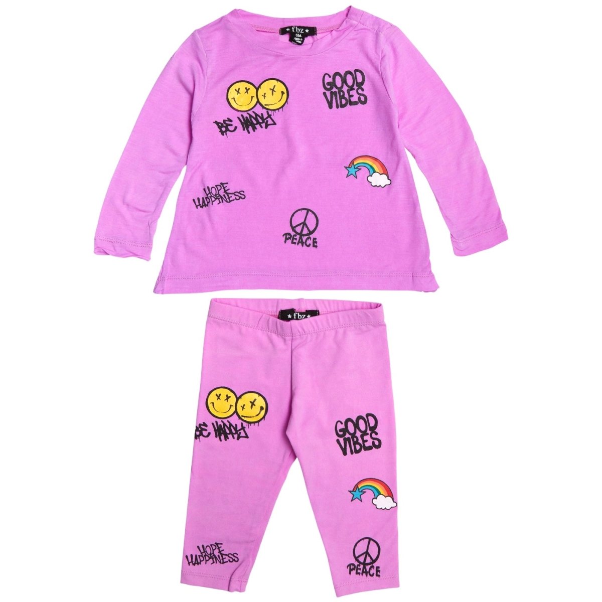 GOOD VIBES LONG SLEEVE TOP AND LEGGINGS SET - FLOWERS BY ZOE