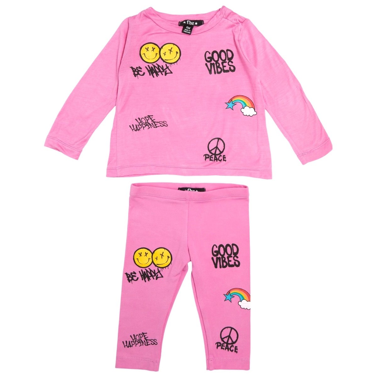GOOD VIBES LONG SLEEVE TOP AND LEGGINGS SET - FLOWERS BY ZOE