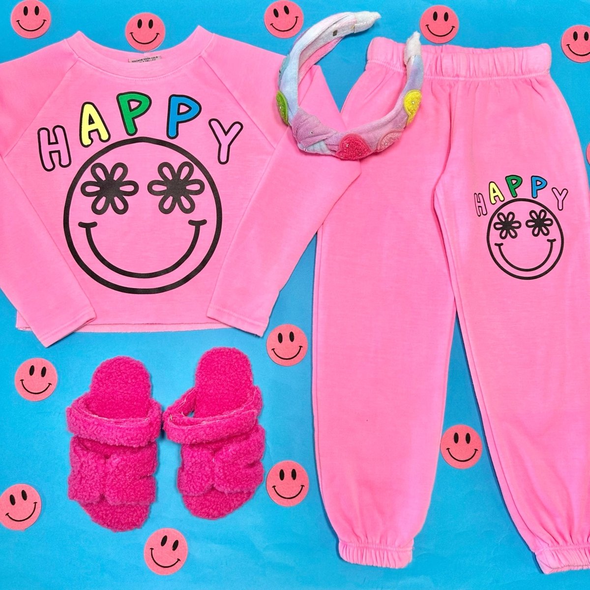 HAPPY DAISY EYED SMILEY SWEATPANTS - FIREHOUSE