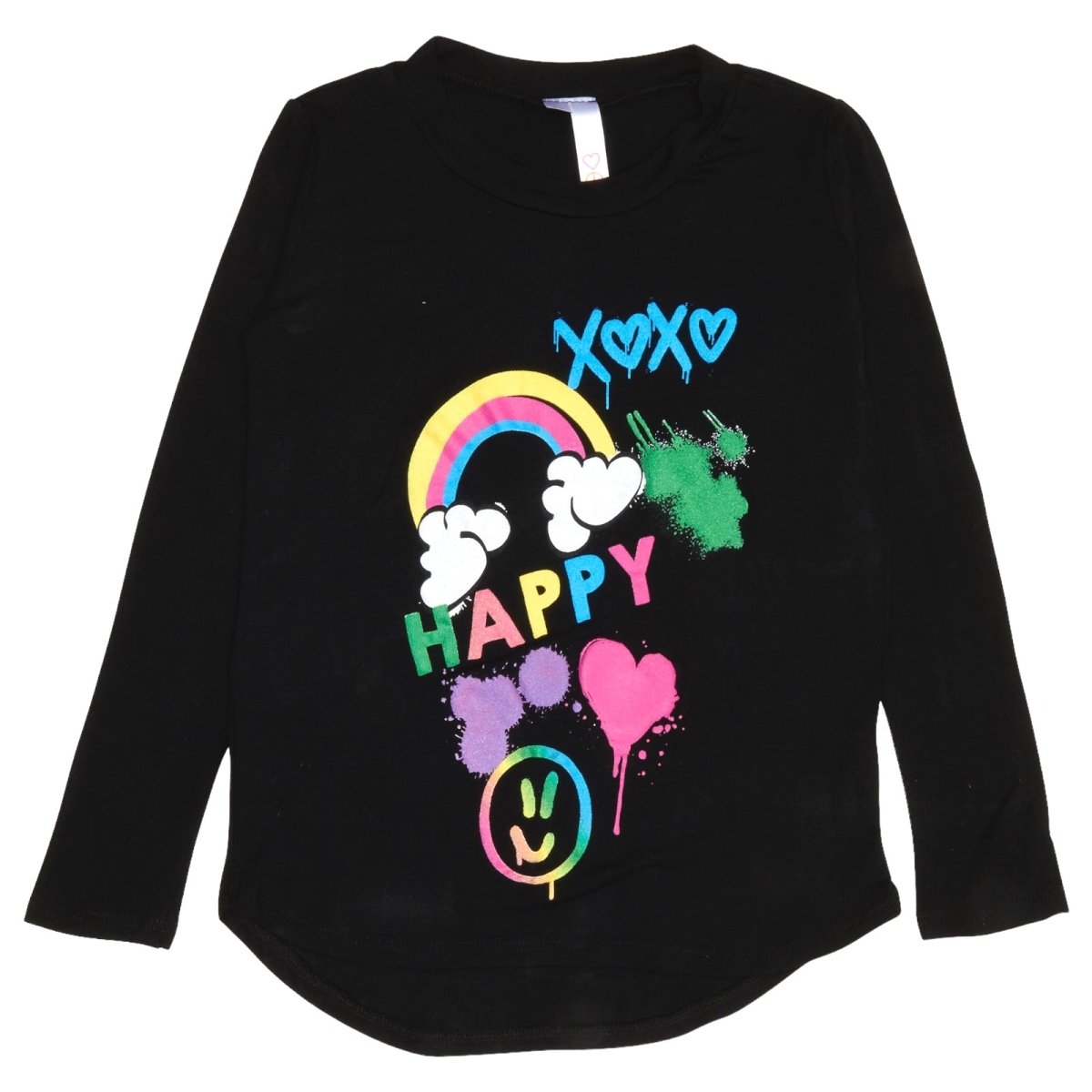 HAPPY GRAFFITI LONG SLEEVE TSHIRT - MALIBU SUGAR