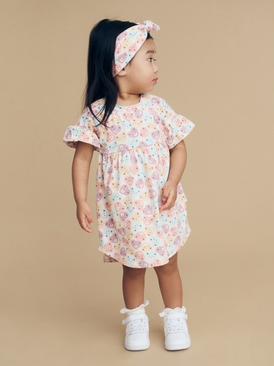 HEART BEAR FRILL SWIRL DRESS (PREORDER) - HUXBABY
