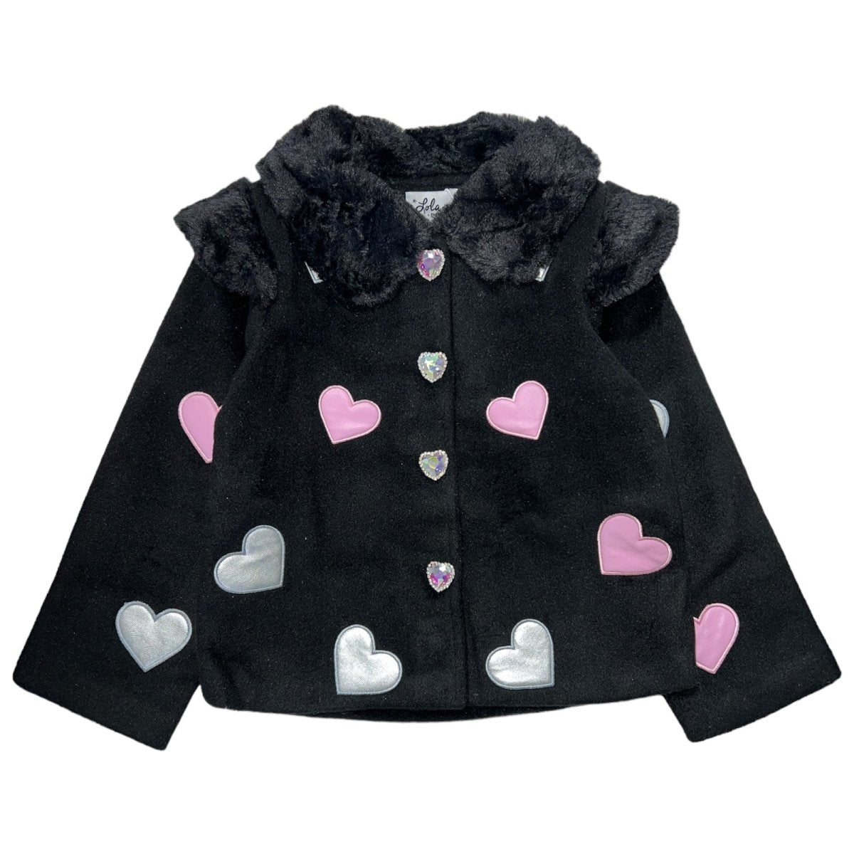 HEARTS PATCH FUR TRIM JACKET - JACKETS