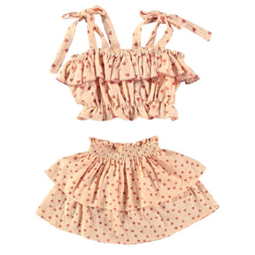 HEARTS RUFFLE TOP AND SKIRT SET (PREORDER) - TOCOTO VINTAGE