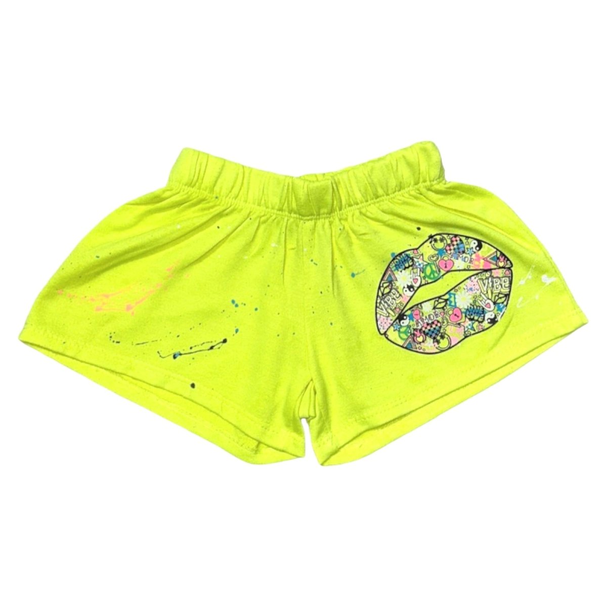 ICON LIPS PAINT SPLATTER NEON SHORTS - FIREHOUSE