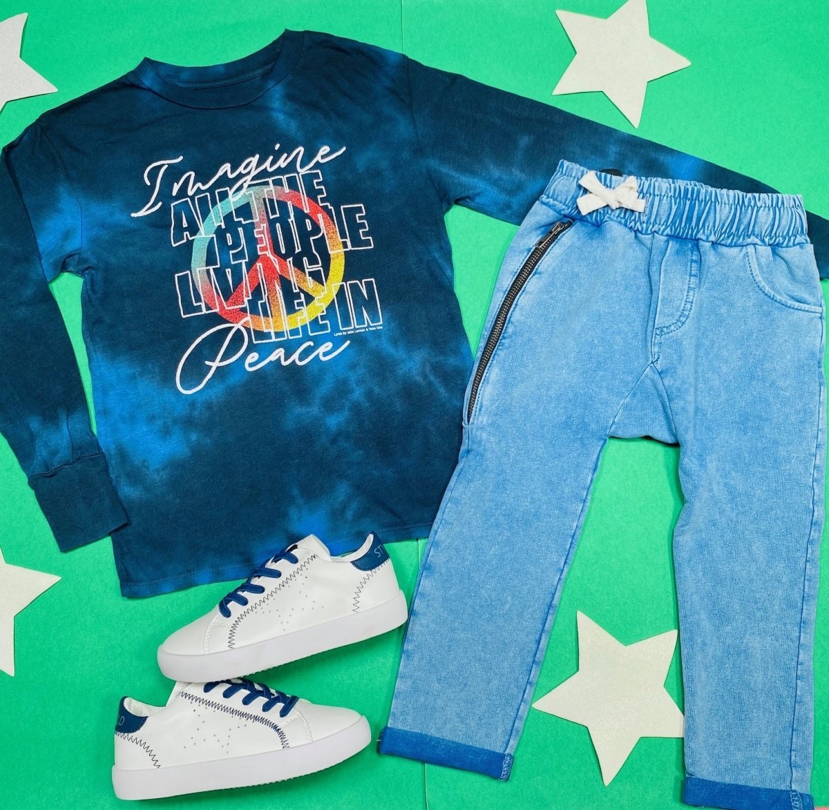 IMAGINE TIE DYE LONG SLEEVE TSHIRT - LONG SLEEVE TOPS