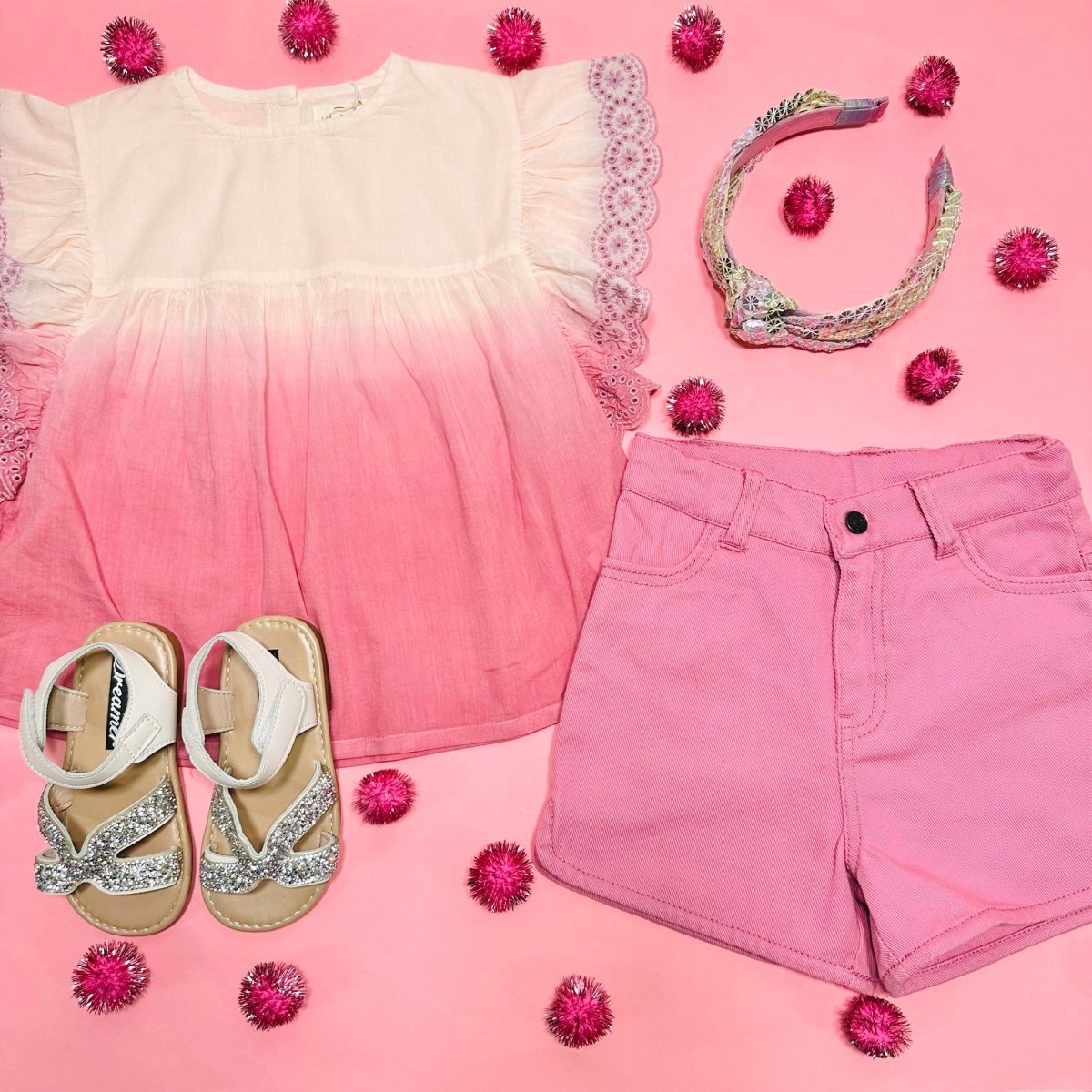 JASMIN OMBRÉ FLUTTER SLEEVE TOP - SHORT SLEEVE TOPS