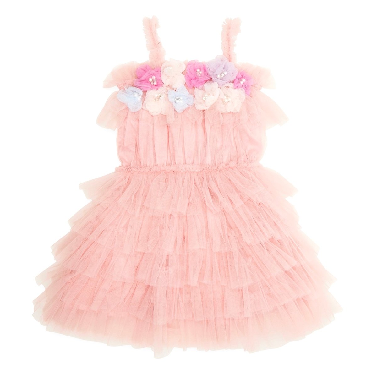 Girls Pink Floral Tutu Layer Dress