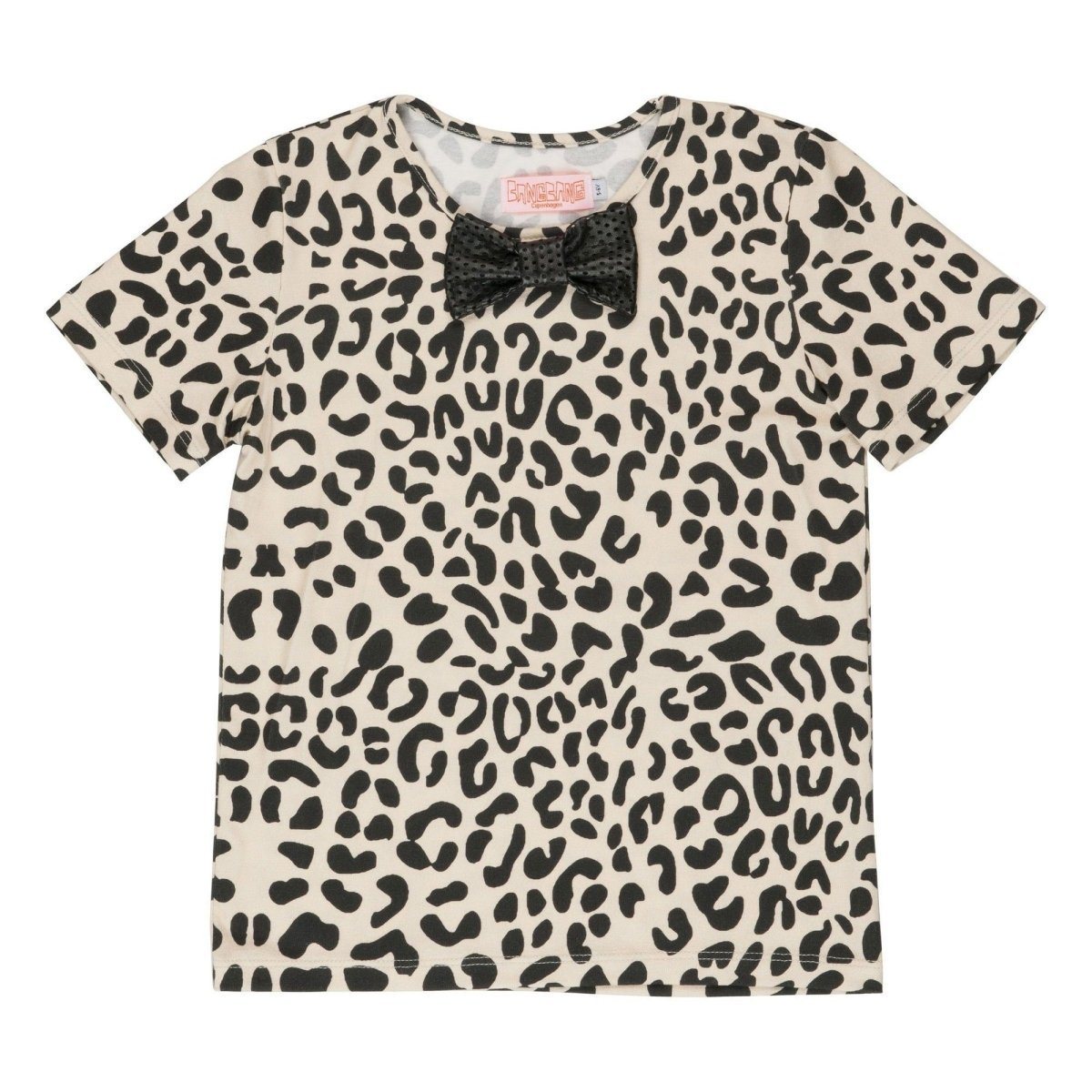 LEOPARD PRINT BOW TIE TSHIRT - SHORT SLEEVE TOPS