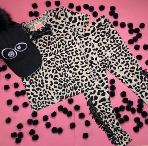 LEOPARD PRINT BOW TIE TSHIRT - SHORT SLEEVE TOPS