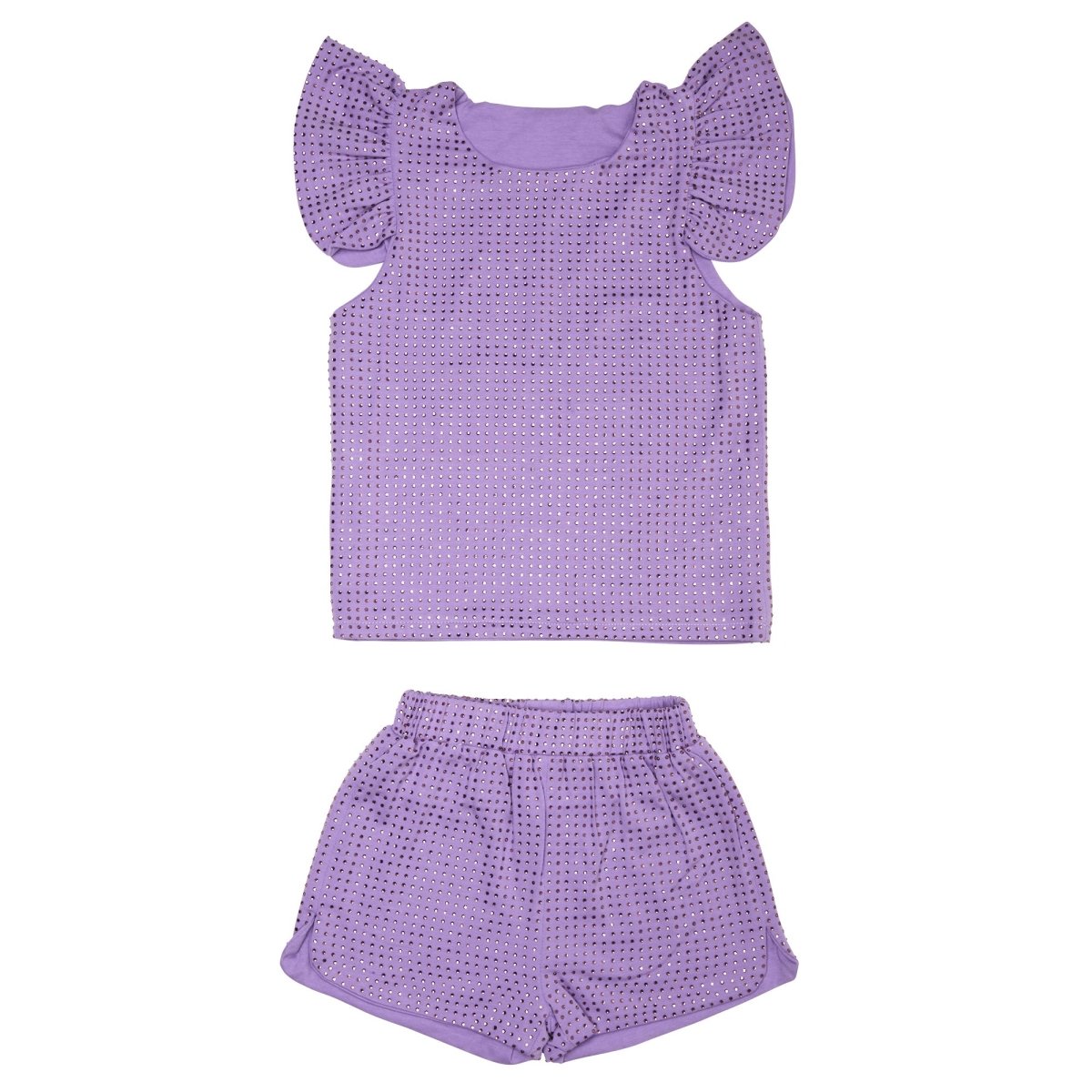 LEXI CRYSTAL RUFFLE TOP AND SHORTS SET - SET