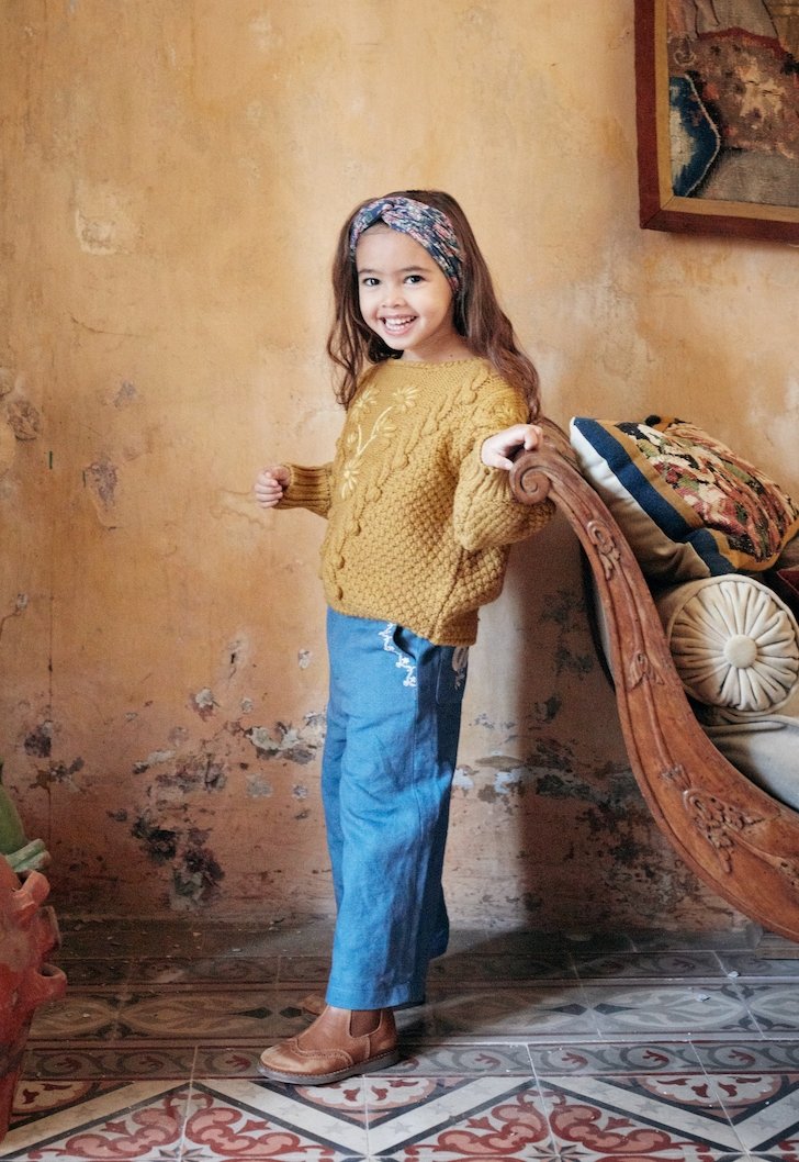 LIGHT DENIM WIDE LEG FLOR PANTS - PANTS