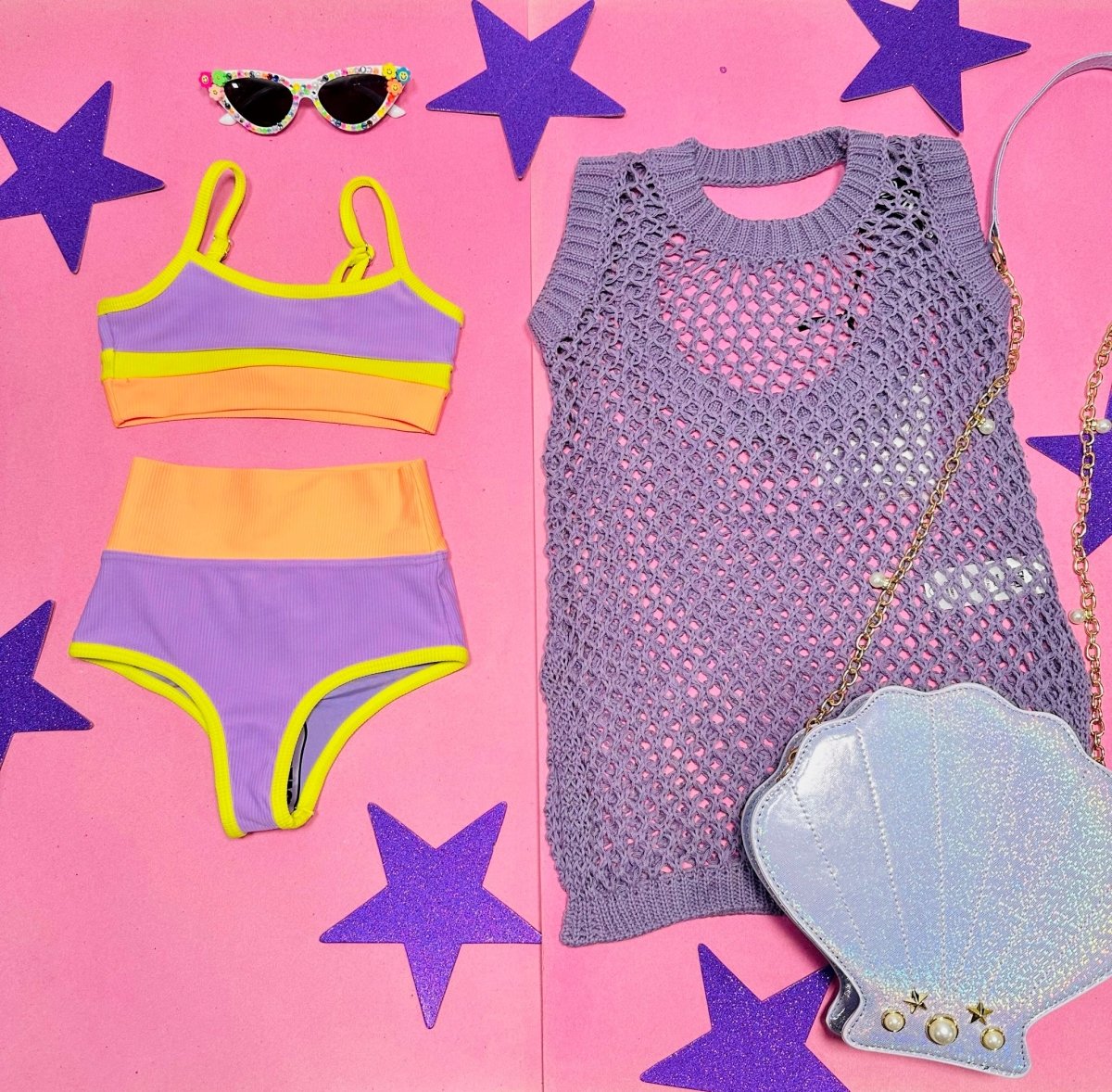 LITTLE EVA SUNDAZED COLOR BLOCK SPORTY TWO PIECE BIKINI - TWO PIECE BIKINI